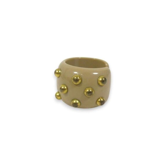 Pre Loved Chanel Cuff Bracelet Gold Studs Women Rings - Picture 2 of 8